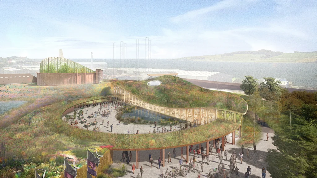 Dundee is earmarked for Eden Project investment, with a bold scheme by Feilden Clegg Bradley having been granted planning permission. Image Credit: Feilden Clegg Bradley Studios
