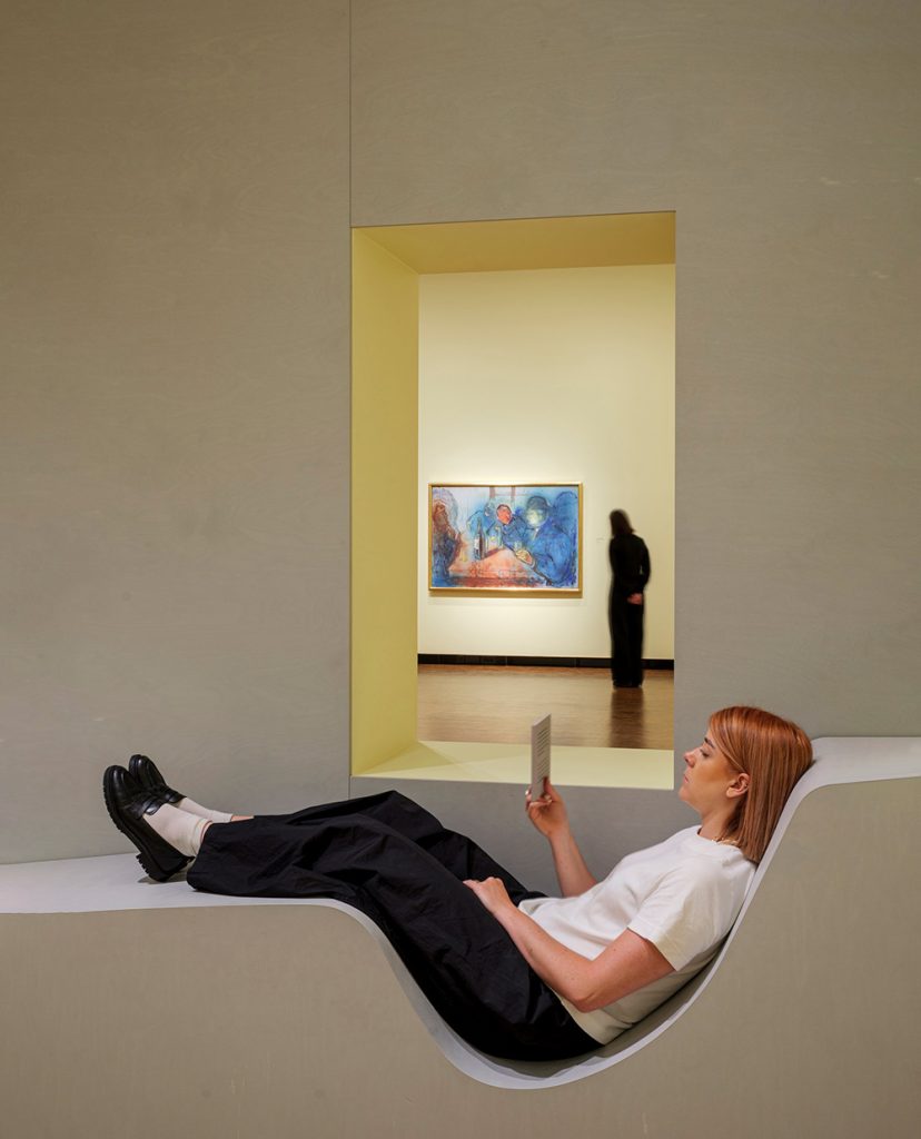 Bespoke seating for Lifeblood at Munch positions the visitor in unusual ways. PHOTO: GARETH GARDNER